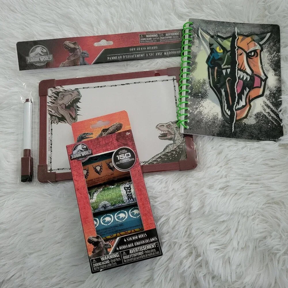 Jurassic World Notebook, Stickers, & Dry Erase Board Set